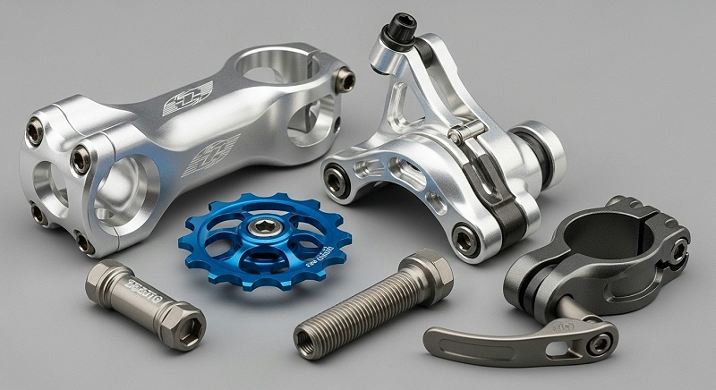 High-precision CNC machined bicycle components.
