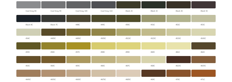 铝合金cnc加工阳极氧化劳尔色卡－潘通色卡（Pantone）色号参照表-01